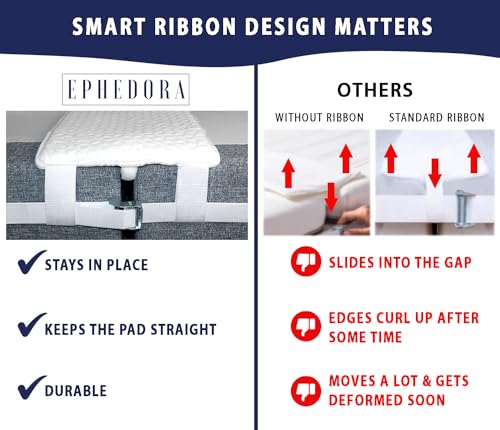 EPHEDORA 10" Extra Wide Bed Bridge Twin to King Connector | Twin to King Bed Converter Kit with Strap | Split King Gap Filler for Adjustable Bed | 25D Memory Foam | Non-Slip Smart Ribbon Design
