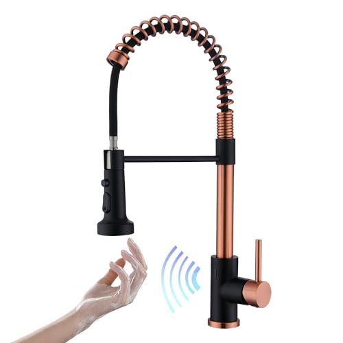 Avola Touchless Kitchen Faucet in Copper&Black,Hands Free Touchless Kitchen Sink Faucets in Copper Finish,Rose Gold &BlackTouchless Faucet for Kitchen Sink,Motion Sensor Smart Touchless Kitchen Faucet