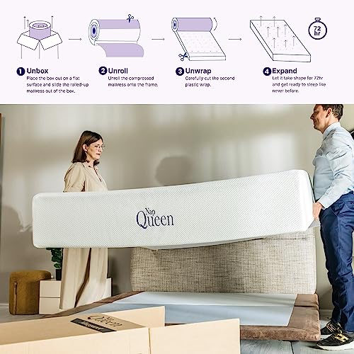 NapQueen 8 Inch Full Size Mattress, Bamboo Charcoal Memory Foam Mattress, Bed in a Box
