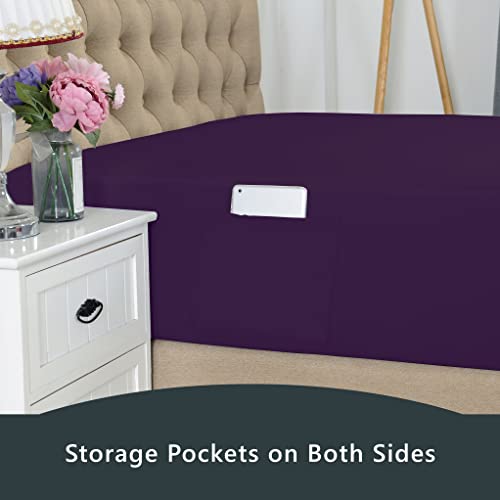 Elegant Comfort Premium Hotel Quality Extra Deep Pocket 18" - 21" Single Fitted Sheet for High Mattress, Luxury & Softest 1500 Thread Count Egyptian Quality Smart Pocket, King, Purple