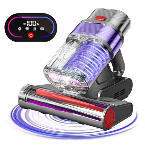 Mattress Vacuum Cleaner with Dust Smart Sensor, 16Kpa Suction Bed Vacuum Cleaner with UV Light& High Heating, 500W & 45000Rpm Rotation 55000Hz Ultrasonic High Frequency Tapping Handheld Vacuums