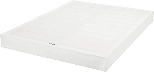 Amazon Basics Smart Box Spring Bed Base, Extra Firm Memory Foam Mattress Foundation, Tool-Free Easy Assembly, Full, White, 74 x 53 x 7 inches