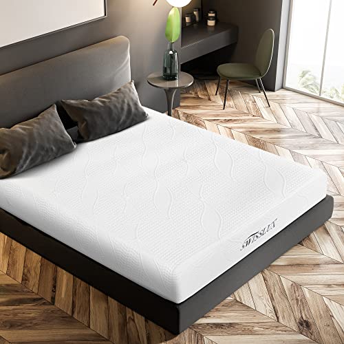 SWISSLUX 12-Inch King Size Mattress, iCOOL Tech and Cooling Gel Infused Medium Plush Memory Foam Mattress, CertiPUR-US Certified, Bed-in-a-Box, White, King Size (80" L x 76" W x 12" H)