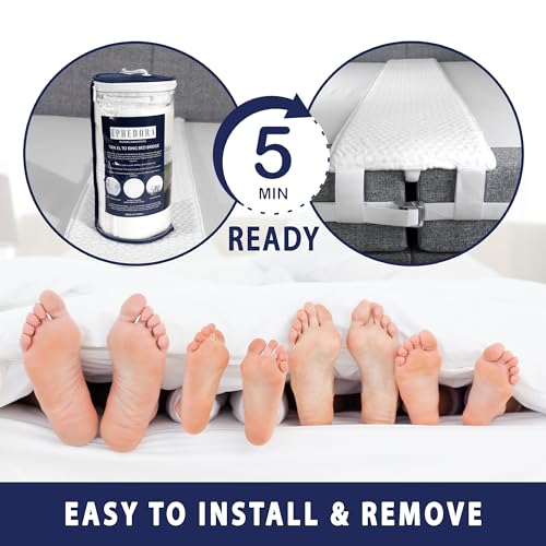 EPHEDORA 10" Extra Wide Bed Bridge Twin to King Connector | Twin to King Bed Converter Kit with Strap | Split King Gap Filler for Adjustable Bed | 25D Memory Foam | Non-Slip Smart Ribbon Design