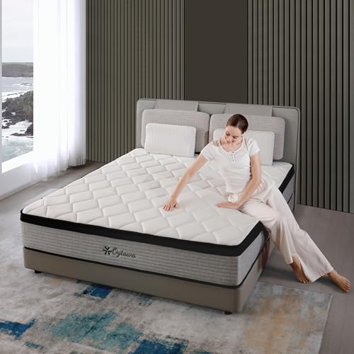 OGIAWA 14 Inch Queen Mattresses,Hybrid Queen Size Mattress in a Box,Gel Memory Foam Medium Firm Grey Mattress,Quality Comfort and Adaptive Support Breathable Cooling Queen Mattress,CertiPUR-US.