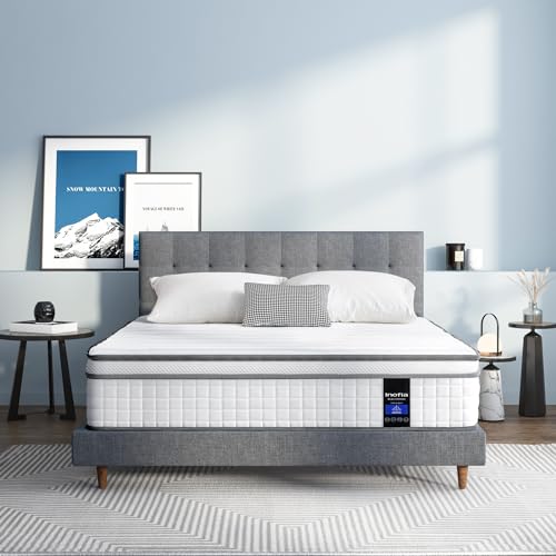 Inofia Full Size Mattress, 10 Inch Full Hybrid Mattress, Cool Memory Foam and Pocket Innerspring Mattress, Breathable Comfortable Full Mattress, Supportive & Pressure Relief, Doule Mattress