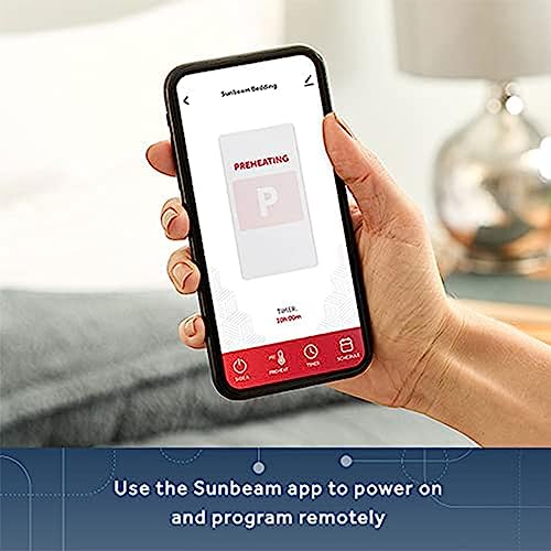 Sunbeam Polyester Wi-Fi Connected Mattress Pad, Electric Blanket, 10 Heat Settings, Queen Size