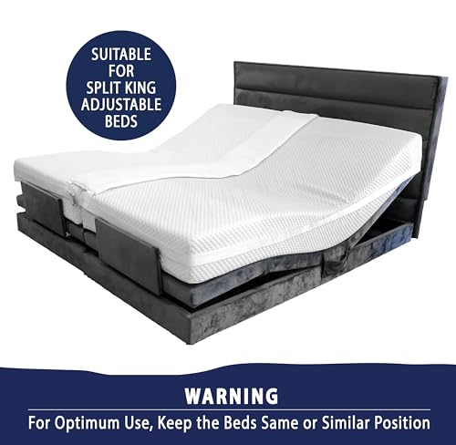 EPHEDORA 10" Extra Wide Bed Bridge Twin to King Connector | Twin to King Bed Converter Kit with Strap | Split King Gap Filler for Adjustable Bed | 25D Memory Foam | Non-Slip Smart Ribbon Design