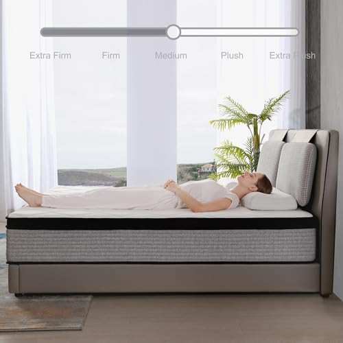 OGIAWA 14 Inch Queen Mattresses,Hybrid Queen Size Mattress in a Box,Gel Memory Foam Medium Firm Grey Mattress,Quality Comfort and Adaptive Support Breathable Cooling Queen Mattress,CertiPUR-US.