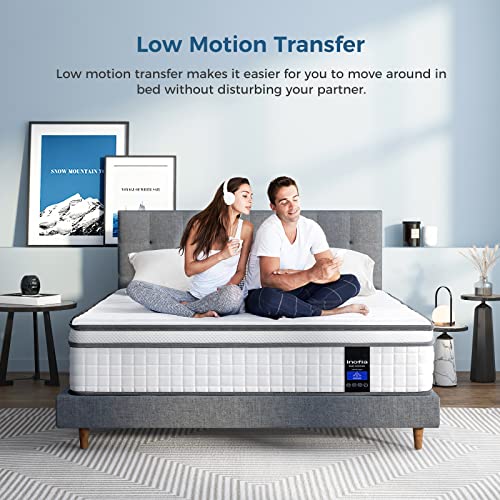 Inofia Full Size Mattress, 10 Inch Full Hybrid Mattress, Cool Memory Foam and Pocket Innerspring Mattress, Breathable Comfortable Full Mattress, Supportive & Pressure Relief, Doule Mattress