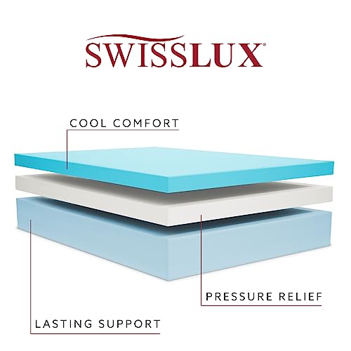 SWISSLUX 12-Inch King Size Mattress, iCOOL Tech and Cooling Gel Infused Medium Plush Memory Foam Mattress, CertiPUR-US Certified, Bed-in-a-Box, White, King Size (80" L x 76" W x 12" H)