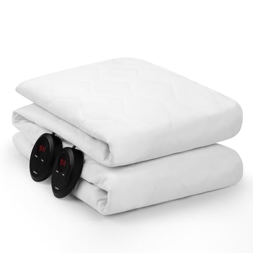 Bwarm Premium Quilted Heated Mattress Pad Queen Size, 60" x 80" Bed Warmer, 9 Heat Settings, 1-12 Hours Auto Off, Soft and Cozy, Deep Pocket, Fast Heating, Machine Washable
