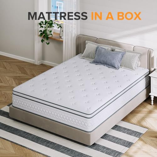 TXO Full Size Mattress, 12 Inch Medium Firm Hybrid Mattress with Pocketed Springs and Cool Gel Memory Foam, Sufficient& Even Support, Enhance Edge Support, Motion Isolation, Full Mattress in a Box