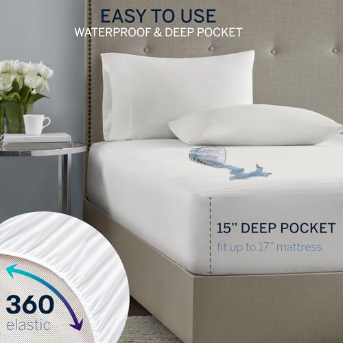 Serta Waterproof Heated Mattress Pad - Electric Bed Warmer with 10 Heat Settings, Auto Shut Off Timer, ETL Certified Electric Mattress Pad, Elastic Deep Pocket, Machine Washable, White QUEEN