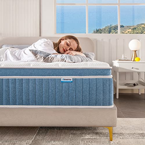 Rimensy Full Mattress, 12 Inch Hybrid Mattress in a Box, Gel Memory Foam Mattress, Individually Wrapped Pocket Coils Innerspring Mattress, Support & Pressure Relief, Medium Firm Feel, 54"*75"*12"