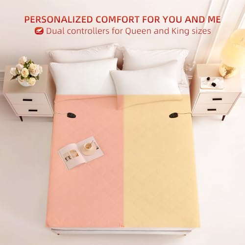 Bwarm Premium Quilted Heated Mattress Pad Queen Size, 60" x 80" Bed Warmer, 9 Heat Settings, 1-12 Hours Auto Off, Soft and Cozy, Deep Pocket, Fast Heating, Machine Washable