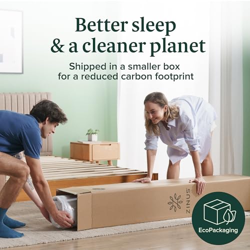 ZINUS 12 Inch Green Tea Memory Foam Mattress [New Version], Full, Fiberglass free, Medium Firm Feel, Zoned Pressure Relief, Certified Safe Foams & Fabric, Mattress in A Box