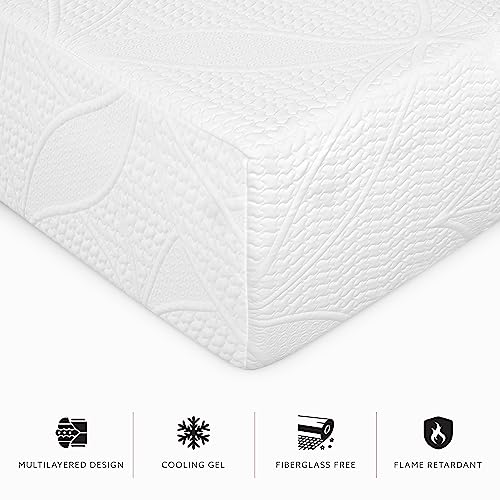 SWISSLUX 12-Inch King Size Mattress, iCOOL Tech and Cooling Gel Infused Medium Plush Memory Foam Mattress, CertiPUR-US Certified, Bed-in-a-Box, White, King Size (80" L x 76" W x 12" H)