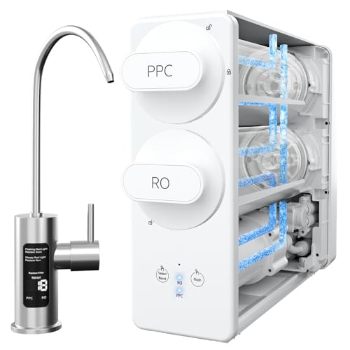 Reverse Osmosis System with Smart Faucet, NSF Certified TDS Reduction Reinmoson 7 Stage Tankless Reverse Osmosis Water Filter System Under Sink, 400 GPD & 2.5:1 Pure to Drain (RMS-WP-RO400)