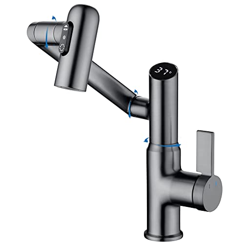 Smart temperature Bathroom Faucet,Single Handle Bathroom Faucet,Bathroom Sink Faucet,kitchen faucet taps (Matte grey)