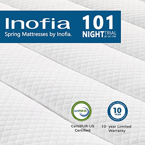 Inofia Full Size Mattress, 10 Inch Full Hybrid Mattress, Cool Memory Foam and Pocket Innerspring Mattress, Breathable Comfortable Full Mattress, Supportive & Pressure Relief, Doule Mattress