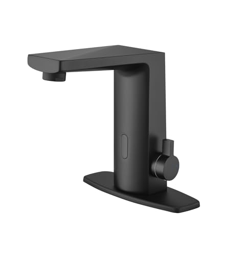 Touchless Sensor Faucets, Automatic Motion Smart Bathroom Wash Basin Sink Faucet, Single Handle Brass Faucets Suitable for Kitchen Bathroom Basin Hotel (Matte Black)