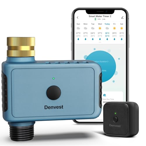 WiFi Water Timer with Brass Inlet, 1 Zone Smart Sprinkler Timer for Garden Hose Faucet, Hose Timer with WiFi Hub, Up to 20 Watering Plans, APP & Voice Control, Work with Alexa and Google Home