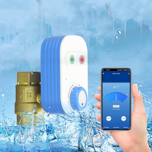 FRANKEVER DN20 Smart Water Ball Valve 3/4 inch WiFi Remote Control Faucet Timer for Hose, Sprinkler Water Timer Auto Watering for Plants with Manual Button,Compatible with Alexa,Google (DN20(3/4"))