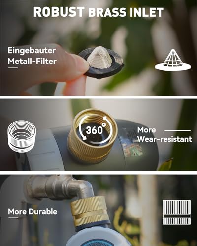 RAINPOINT Bluetooth Hose Timer with Brass Inlet,Smart Water Timer for Garden Hose,Sprinkler Timer with Rain Delay/Manual/Auto Watering, App Control