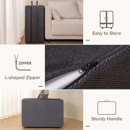 Vamcheer Tri Folding Mattress Full Size - 4 Inch Foldable Mattress for Travel/RV/Camping/Guest Room/Yoga, Tri-fold Memory Foam Mattress with Washable Cover, Handle & Non-Slip Bottom, 73"x52"x4"