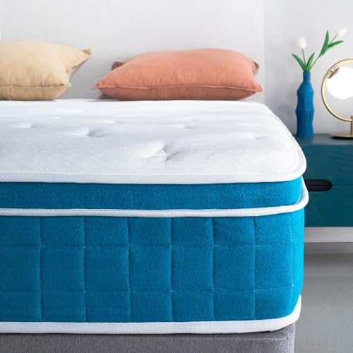 BreezeRest Queen Mattress 12 Inch Hybrid Mattress Bed in a Box,Medium Soft Cooling Gel Memory Foam Mattress with Individually Innerspring Pocket Coils for Motion Isolation Pressure Relief