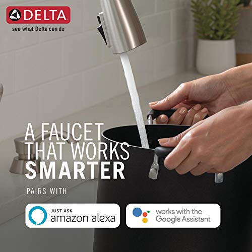 Delta Faucet Stryke VoiceIQ Touchless Kitchen Faucet with Pull Down Sprayer, Smart Faucet, Alexa and Google Assistant Voice Activated, Kitchen Sink Faucet, Lumicoat Arctic Stainless 9176TV-AR-DST