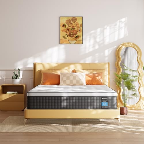 PECHINOU Mattress Full Size, 12 Inch Full Mattress with Individually Wrapped Pocket Coils, Medium Firm Support, Back Pain Relief & Cooling,100 Nights Trial