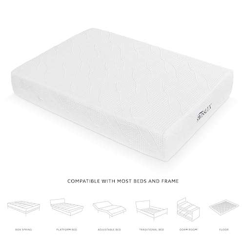 SWISSLUX 12-Inch King Size Mattress, iCOOL Tech and Cooling Gel Infused Medium Plush Memory Foam Mattress, CertiPUR-US Certified, Bed-in-a-Box, White, King Size (80" L x 76" W x 12" H)