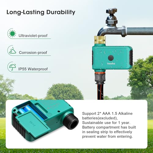 WiFi Sprinkler Watering Timer, Digital Hose Timer for Garden Faucet, Programmable Automatic Watering Irrigation Timer, APP Control Smart Watering System for Lawns and Yard Compatible with Alexa Google