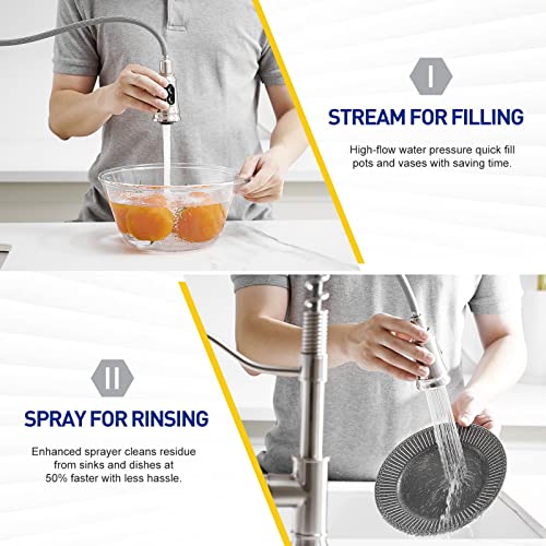 Brushed Nickel Touchless Kitchen Faucet - WOJIUBUXIN Motion Sensor Smart Kitchen Faucet with Pull Down Sprayer Single Handle Hands-Free Commercial Faucet for Kitchen Sink