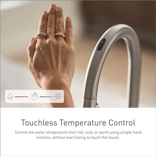 Moen Weymouth Brushed Gold Smart Faucet Touchless Pull-Down Sprayer Kitchen Faucet with Voice and Motion Control, S73004EV2BG