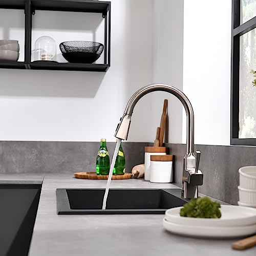 Fapully Kitchen Faucet with Pull Down Sprayer, Touchless Motion Sensor Smart Activeted Single Handle Faucet for Kitchen Sink Brushed Nickel