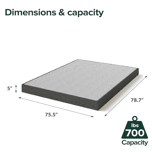Zinus 5 Inch WonderBox(TM) Smart Box Spring Quick Assembly Mattress Foundation, Durable Metal Frame, King, Grey
