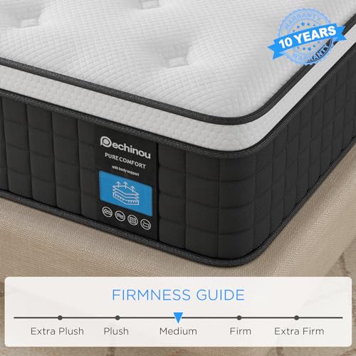 PECHINOU Mattress Full Size, 12 Inch Full Mattress with Individually Wrapped Pocket Coils, Medium Firm Support, Back Pain Relief & Cooling,100 Nights Trial