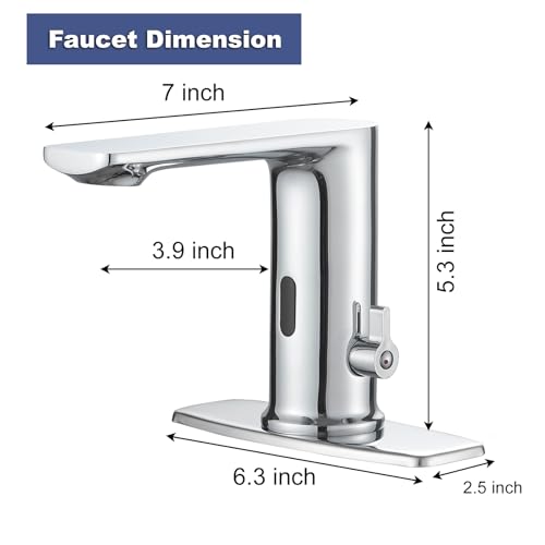 Bathfinesse Touchless Bathroom Sink Faucet, Single Handle Temperature Adjustment, Hands-Free Commercial Motion Sensor Faucet, Electronic Infrared Smart, Solid Brass, Polishe Chrome