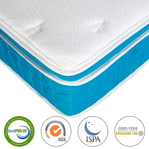 BreezeRest Queen Mattress 12 Inch Hybrid Mattress Bed in a Box,Medium Soft Cooling Gel Memory Foam Mattress with Individually Innerspring Pocket Coils for Motion Isolation Pressure Relief