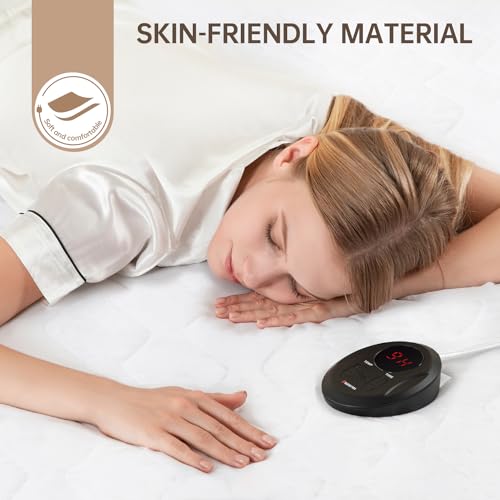 Bwarm Premium Quilted Heated Mattress Pad Queen Size, 60" x 80" Bed Warmer, 9 Heat Settings, 1-12 Hours Auto Off, Soft and Cozy, Deep Pocket, Fast Heating, Machine Washable