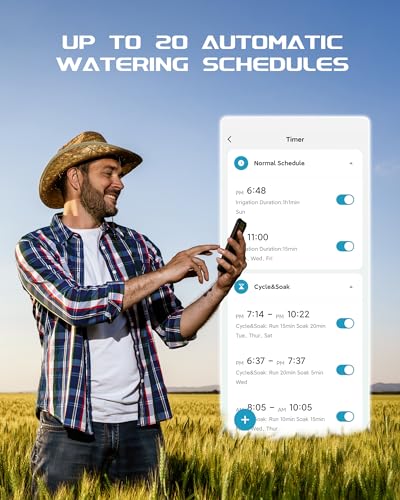 RAINPOINT WiFi Sprinkler Timer Water Timer, Brass Inlet Smart Hose Faucet Timer, Automatic Irrigation System Controller for Yard Watering, APP Control via 2.4Ghz WiFi and Bluetooth (V2, 2024 Release)