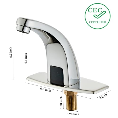 Halo Sanitary Touchless Bathroom Faucet Automatic Motion Sensor Faucet CEC Watersense with Hole Cover Deck Plate Chrome
