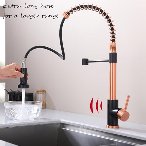 Avola Touchless Kitchen Faucet in Copper&Black,Hands Free Touchless Kitchen Sink Faucets in Copper Finish,Rose Gold &BlackTouchless Faucet for Kitchen Sink,Motion Sensor Smart Touchless Kitchen Faucet