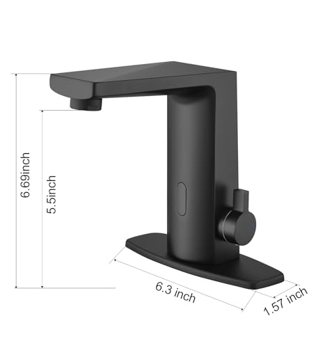 Touchless Sensor Faucets, Automatic Motion Smart Bathroom Wash Basin Sink Faucet, Single Handle Brass Faucets Suitable for Kitchen Bathroom Basin Hotel (Matte Black)