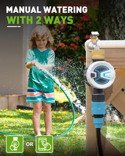 RAINPOINT Bluetooth Hose Timer with Brass Inlet,Smart Water Timer for Garden Hose,Sprinkler Timer with Rain Delay/Manual/Auto Watering, App Control