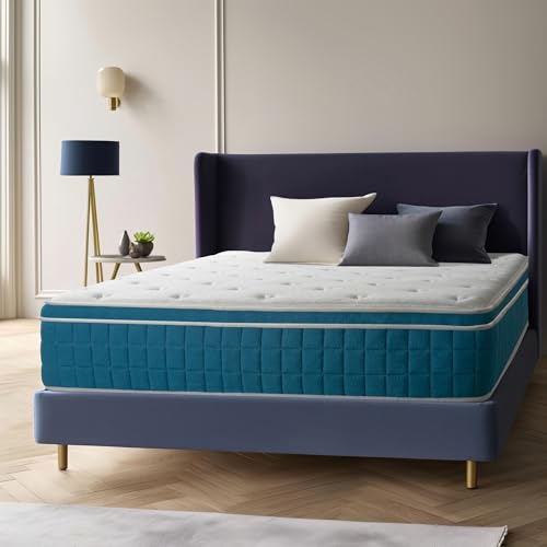 BreezeRest Queen Mattress 12 Inch Hybrid Mattress Bed in a Box,Medium Soft Cooling Gel Memory Foam Mattress with Individually Innerspring Pocket Coils for Motion Isolation Pressure Relief