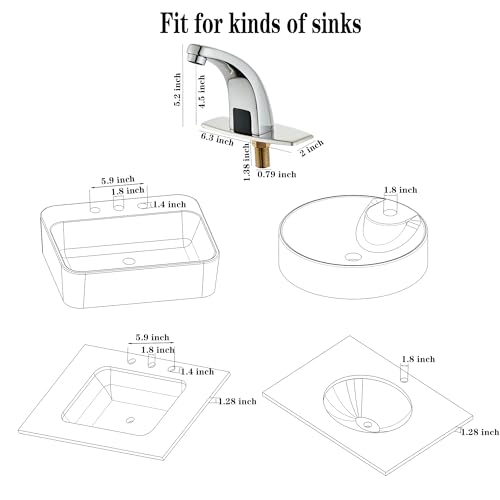 Halo Sanitary Touchless Bathroom Faucet Automatic Motion Sensor Faucet CEC Watersense with Hole Cover Deck Plate Chrome